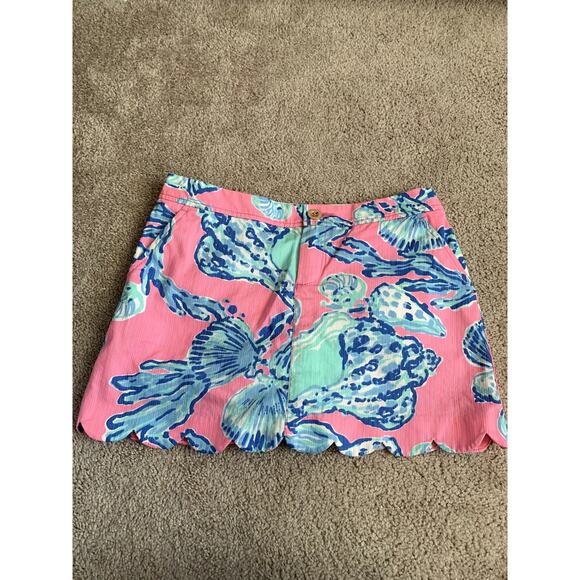 Lilly Pulitzer Collette Scallop Hem Pink Sea Skort Size 0 - Picture 2 of 6